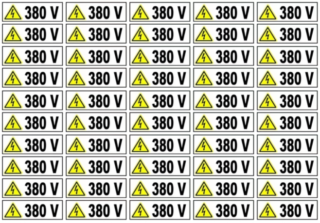 Etichete autocolante, semnalizare prize, 380V