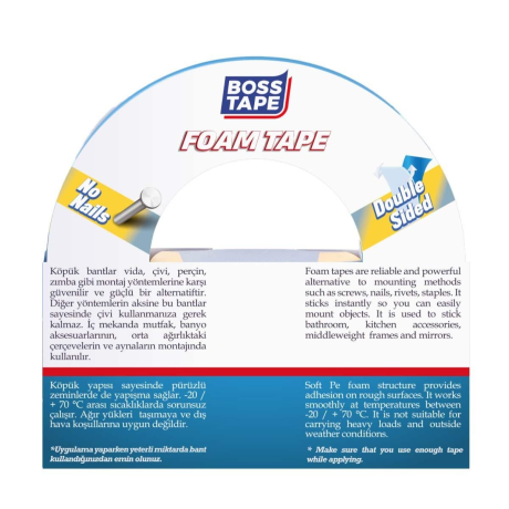 Bandă de Montaj Dublu Adezivă din Spumă pentru Accesorii de 15kg, 18mm x 10m