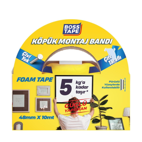 Bandă de Montaj Dublu Adezivă din Spumă pentru Accesorii de 5kg, 48mm x 10m