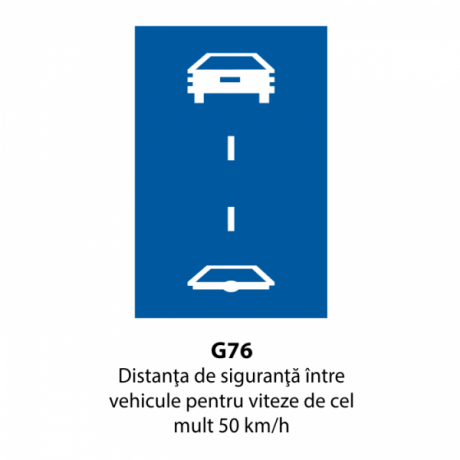 Distanta de siguranta intre vehicule pentru viteze de cel mult 50 km/h, Indicator rutier | Semn de circulatie