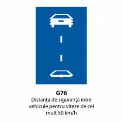 Distanta de siguranta intre vehicule pentru viteze de cel mult 50 km/h, Indicator rutier | Semn de circulatie