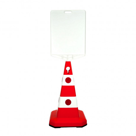 Con Din Plastic Pentru Parcare, inaltime 62cm, Alb-Rosu, Greutate 6kg