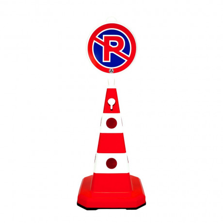 Con Din Plastic Pentru Parcare, inaltime 62cm, Alb-Rosu, Greutate 6kg