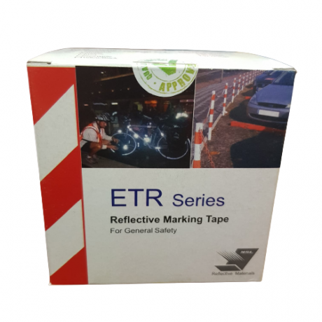 Banda adeziva reflectorizanta, alb/rosu, 10cm x 10m