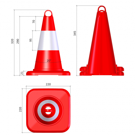 Con Flexibil Din PVC, inaltime 32cm, o folie reflectorizanta