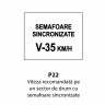 Viteza recomandata pe un sector de drum cu semafoare sincronizate, Indicator rutier | Semn de circulatie
