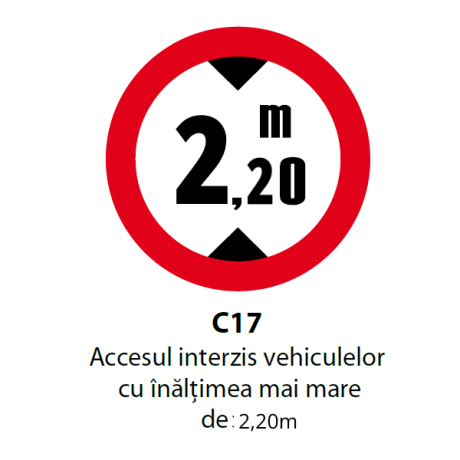 Accesul interzis vehiculelor cu inaltimea mai mare de 2,20m, Indicator rutier | Semn de circulatie