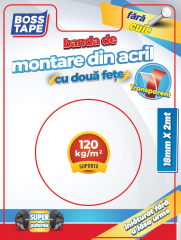 Bandă de montaj acrilică dublu-adezivă, transparentă, 18mm x 2m