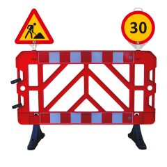 SET Gard semnalizare lucrari + indicator lucrari + indicator limitare viteza 30km
