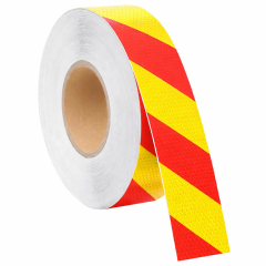 Banda adeziva reflectorizanta, galben-rosu, 5cm x 50m