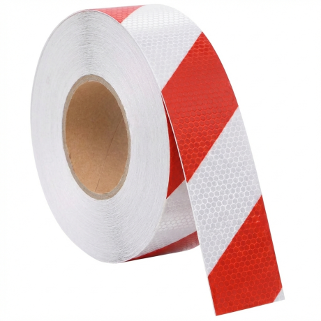 Banda adeziva reflectorizanta, alb-rosu, 5cm x 50m