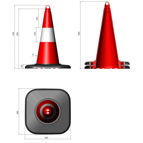 Con Reflectorizant, inaltime 50cm, o folie reflectorizanta, Baza Cu Greutate