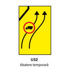 Abatere temporara U32, Indicator rutier | Semn de circulatie