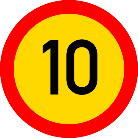 Limitare de viteza 10km, temporar, Indicator rutier | Semn de circulatie