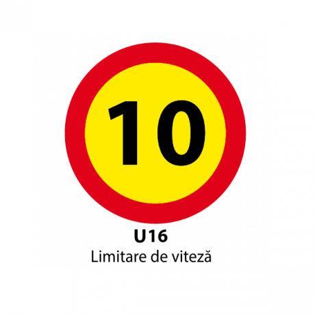 Limitare de viteza 10km, temporar, Indicator rutier | Semn de circulatie