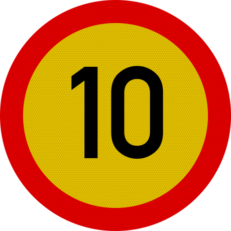 Limitare de viteza 10km, temporar, Indicator rutier | Semn de circulatie