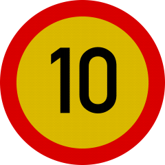 Limitare de viteza 10km, temporar, Indicator rutier | Semn de circulatie