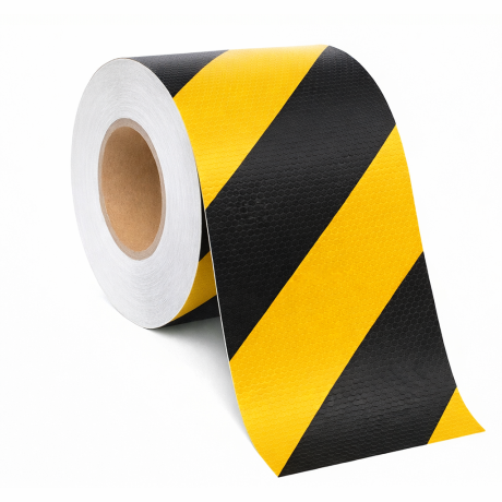 Banda adeziva reflectorizanta, galben-negru, 10cm x 50m