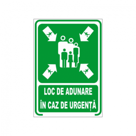 Loc de adunare in caz de urgenta, semn din plastic, 20x30cm