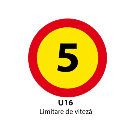 Limitare de viteza 5km, temporar, Indicator rutier | Semn de circulatie