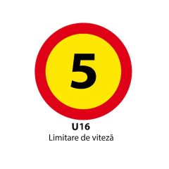 Limitare de viteza 5km, temporar, Indicator rutier | Semn de circulatie