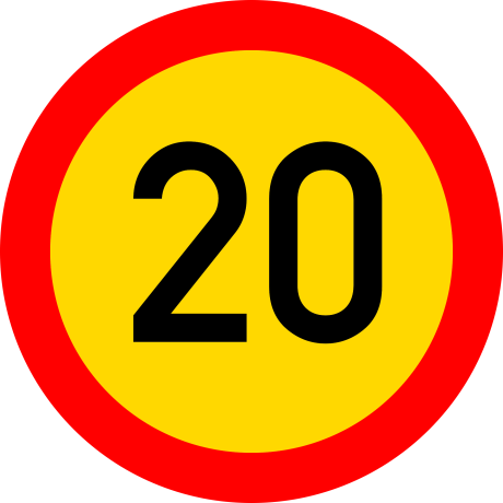 Limitare de viteza 20km, temporar, Indicator rutier | Semn de circulatie
