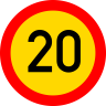 Limitare de viteza 20km, temporar, Indicator rutier | Semn de circulatie
