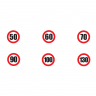 Autocolante cu limita de viteza 50, 60, 70, 90, 100 si 130 KM/H, diametru 13 cm