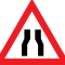Drum ingustat pe ambele parti A9, Indicator rutier | Semn de circulatie
