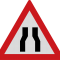 Drum ingustat pe ambele parti A9, Indicator rutier | Semn de circulatie