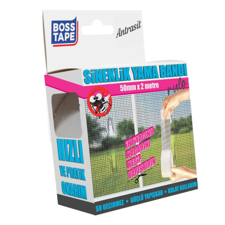 Banda adeziva pentru repararea plaselor de tantari, gri, 50mm x 2m