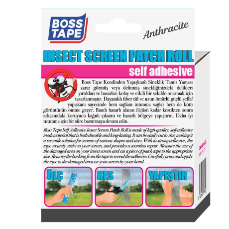 Banda adeziva pentru repararea plaselor de tantari, gri, 50mm x 2m