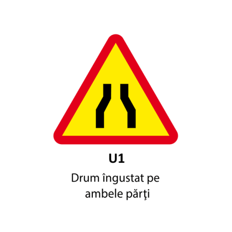 Drum ingustat pe ambele parti U1, Indicator rutier | Semn de circulatie