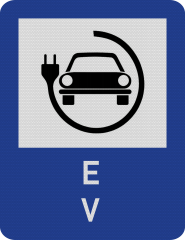 Stație Încărcare Electrică - ALBASTRU - Indicator rutier - Semn de Circulație Metalic 65x50cm