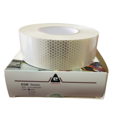 Banda adeziva reflectorizanta tip fagure, alb, 5cm x 30m