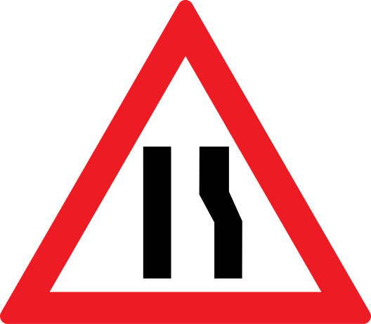 Drum ingustat pe partea dreapta A10, Indicator rutier | Semn de circulatie