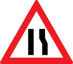 Drum ingustat pe partea dreapta A10, Indicator rutier | Semn de circulatie