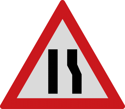 Drum ingustat pe partea dreapta A10, Indicator rutier | Semn de circulatie