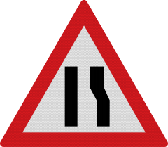Drum ingustat pe partea dreapta A10, Indicator rutier | Semn de circulatie