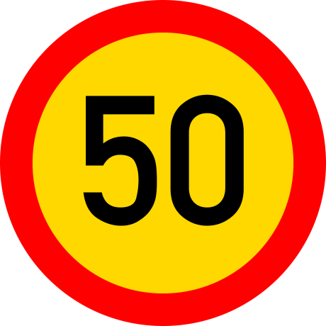Limitare de viteza 50km, temporar, Indicator rutier | Semn de circulatie