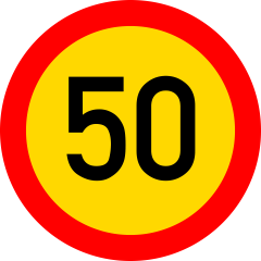 Limitare de viteza 50km, temporar, Indicator rutier | Semn de circulatie