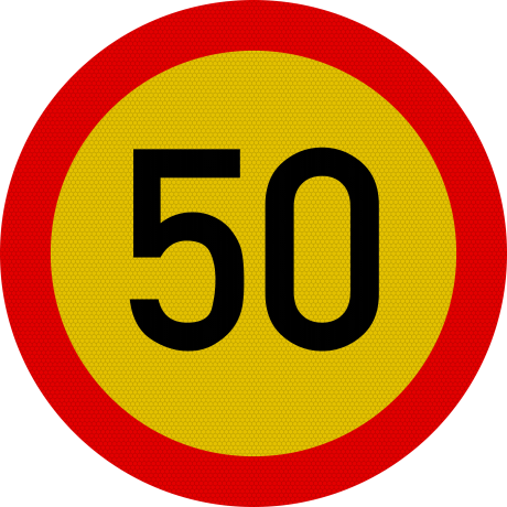 Limitare de viteza 50km, temporar, Indicator rutier | Semn de circulatie