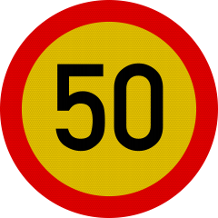 Limitare de viteza 50km, temporar, Indicator rutier | Semn de circulatie