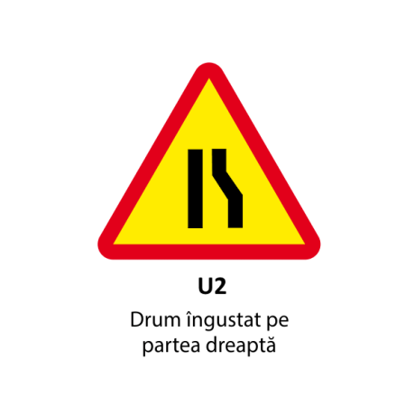 Drum ingustat pe partea dreapta U2, Indicator rutier | Semn de circulatie