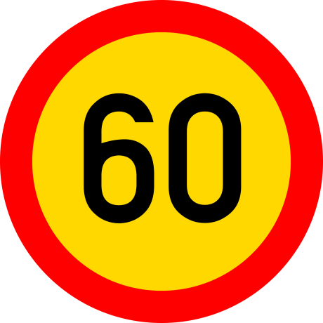 Limitare de viteza 60km, temporar, Indicator rutier | Semn de circulatie