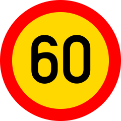 Limitare de viteza 60km, temporar, Indicator rutier | Semn de circulatie
