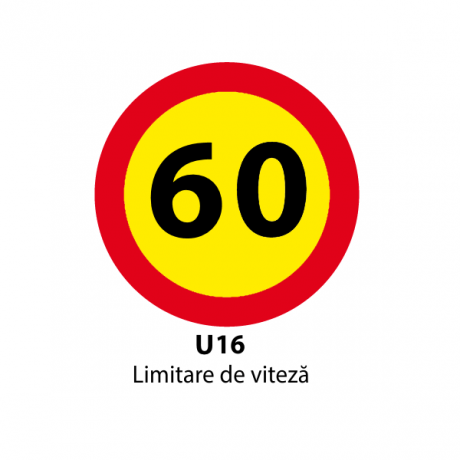 Limitare de viteza 60km, temporar, Indicator rutier | Semn de circulatie