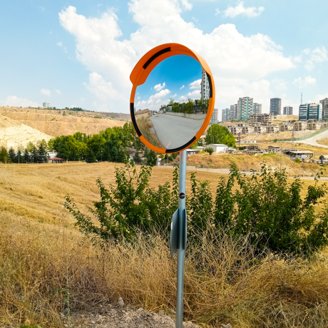 SET Oglinda rutiera cu diametrul 80cm + stalp metalic cu prindere in beton