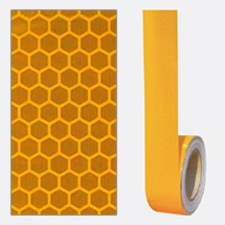 Banda adeziva reflectorizanta tip fagure, galben, 5cm x 30m