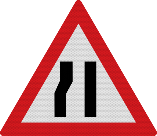 Drum ingustat pe partea stanga A11, Indicator rutier | Semn de circulatie